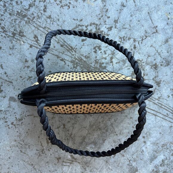 Baskets of Cambodia Handwoven Mini Bag Black & Tan Boho - Picture 2 of 11